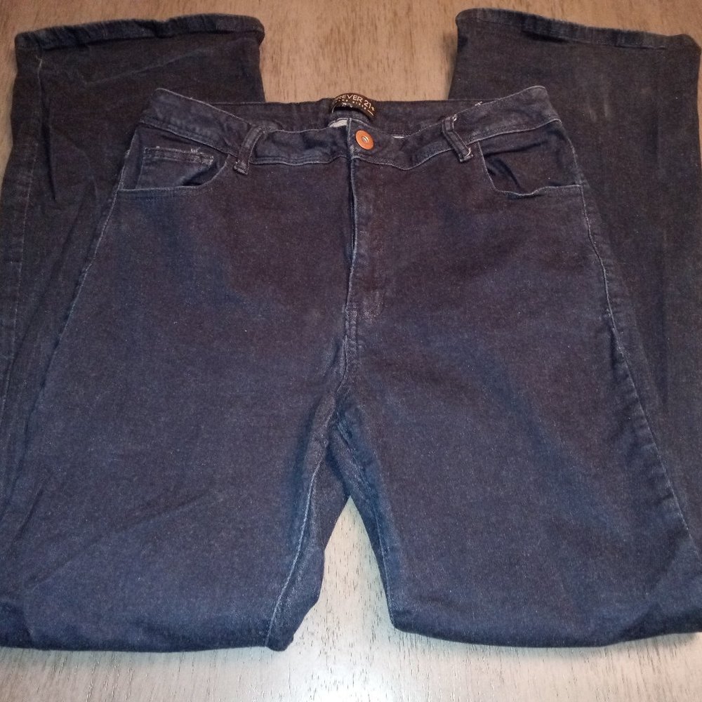 WOMENS Forever 21+ Plus Sizes Jeans Bootcut Size 14 Stretch Dark Blue Wash Denim